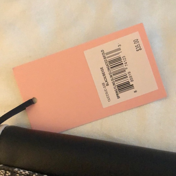 Juicy Couture Black Beige Spring Fling Slim Elongated Bifold Wallet NWT - Picture 4 of 14